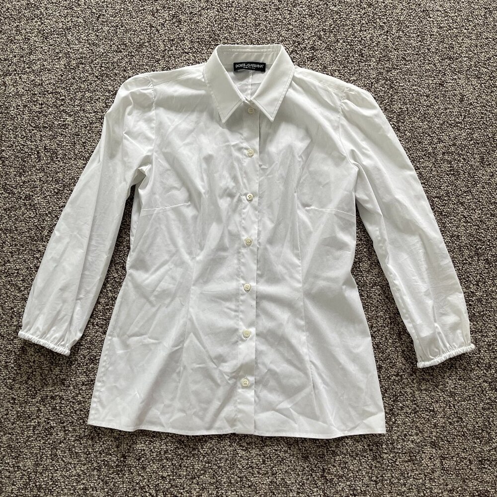 Dolce & Gabbana D&G Made in Italy Cotton Crisp White Buttondown Shirt Top 40